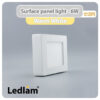 Ledlam LED Surface Panel Light 6W Square 1212SPS Warm White 30734