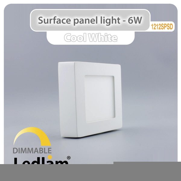 Ledlam LED Surface Panel Light 6W Square 1212SPSD dimmable Cool White 30795