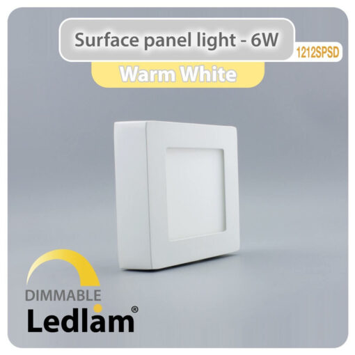 Ledlam LED Surface Panel Light 6W Square 1212SPSD dimmable Warm White 30793
