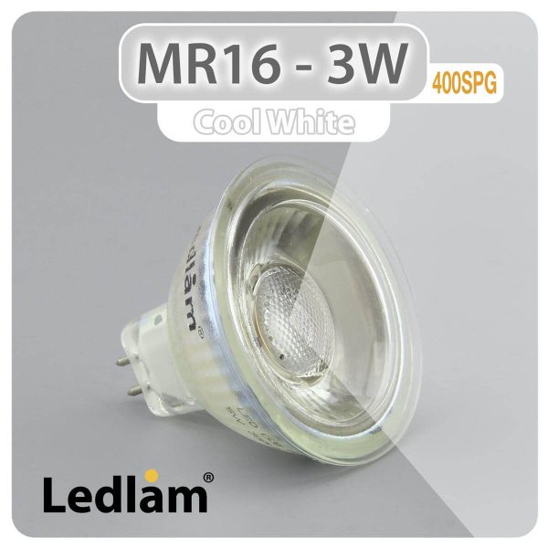 Ledlam MR16 GU5.3 LED Spot Light 3W 12V COB 400SPG Cool White 30991