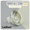 Ledlam MR16 GU5.3 LED Spot Light 3W 12V COB 400SPG Day White 30990