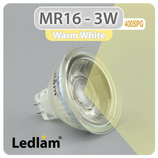 Ledlam MR16 GU5.3 LED Spot Light 3W 12V COB 400SPG Warm White 30989