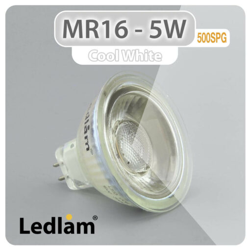 Ledlam MR16 GU5.3 LED Spot Light 5W 12V COB 500SPG Cool White 30994