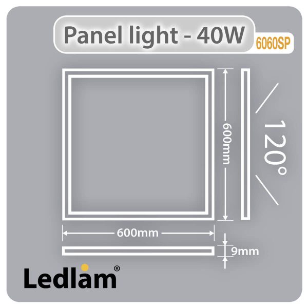Ledlam Panel Light 45W Square day white white 30783 Dimensions