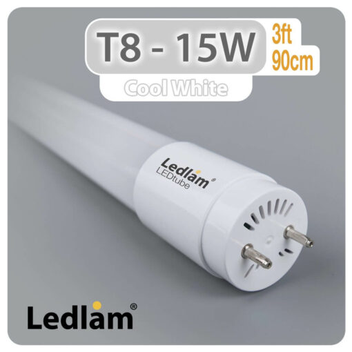 Ledlam T8 3ft 900mm 15W LED Tube Cool White 30086