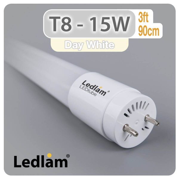 Ledlam T8 3ft 900mm 15W LED Tube Day White 30244