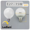 Ledlam pack of 2x E27 G95 LED Globe Bulb 15W 1320GPD warm white dimmable 31088 Dimensions 1