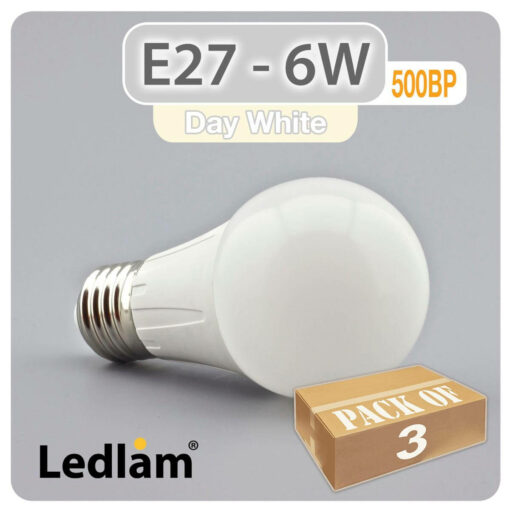 Ledlam pack of 3x E27 LED Bulb 6W 500BP day white 31086 01 1