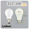 Ledlam pack of 3x E27 LED Bulb 6W 500BP day white 31086 Dimensions 1