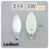 Ledlam pack of 4x E14 LED Candle Bulb 5W 500CP cool white 31084 Dimensions 1