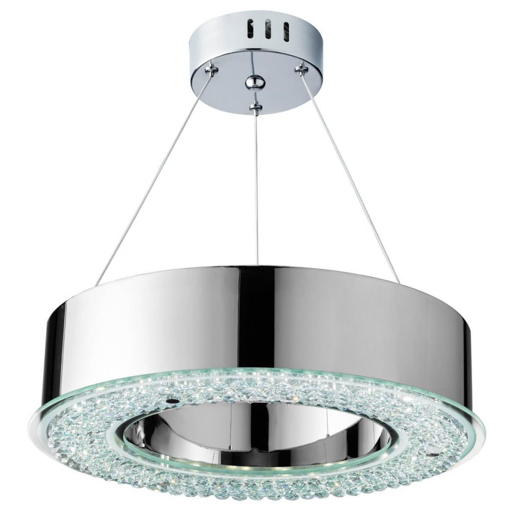 Searchlight HALO LED DECORATIVE RING PENDANT CHROME CLEAR CRYSTAL GLASS DECOR 4076 48CC 01 1