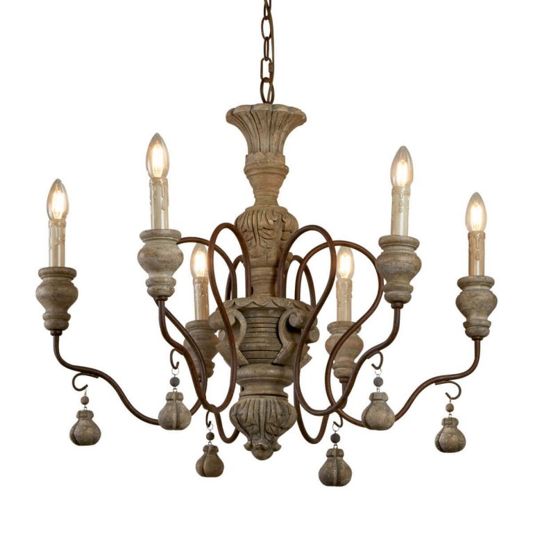 Searchlight IDA 6 LIGHT PENDANT RUSTIC BROWN WEATHERED WOOD 5836 6BR 01