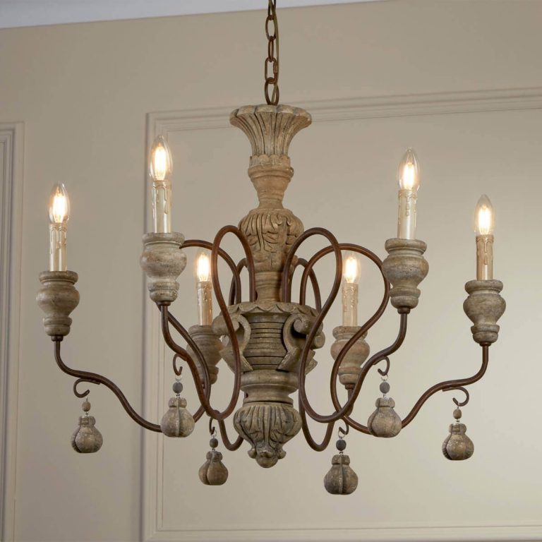 Searchlight IDA 6 LIGHT PENDANT RUSTIC BROWN WEATHERED WOOD 5836 6BR 01