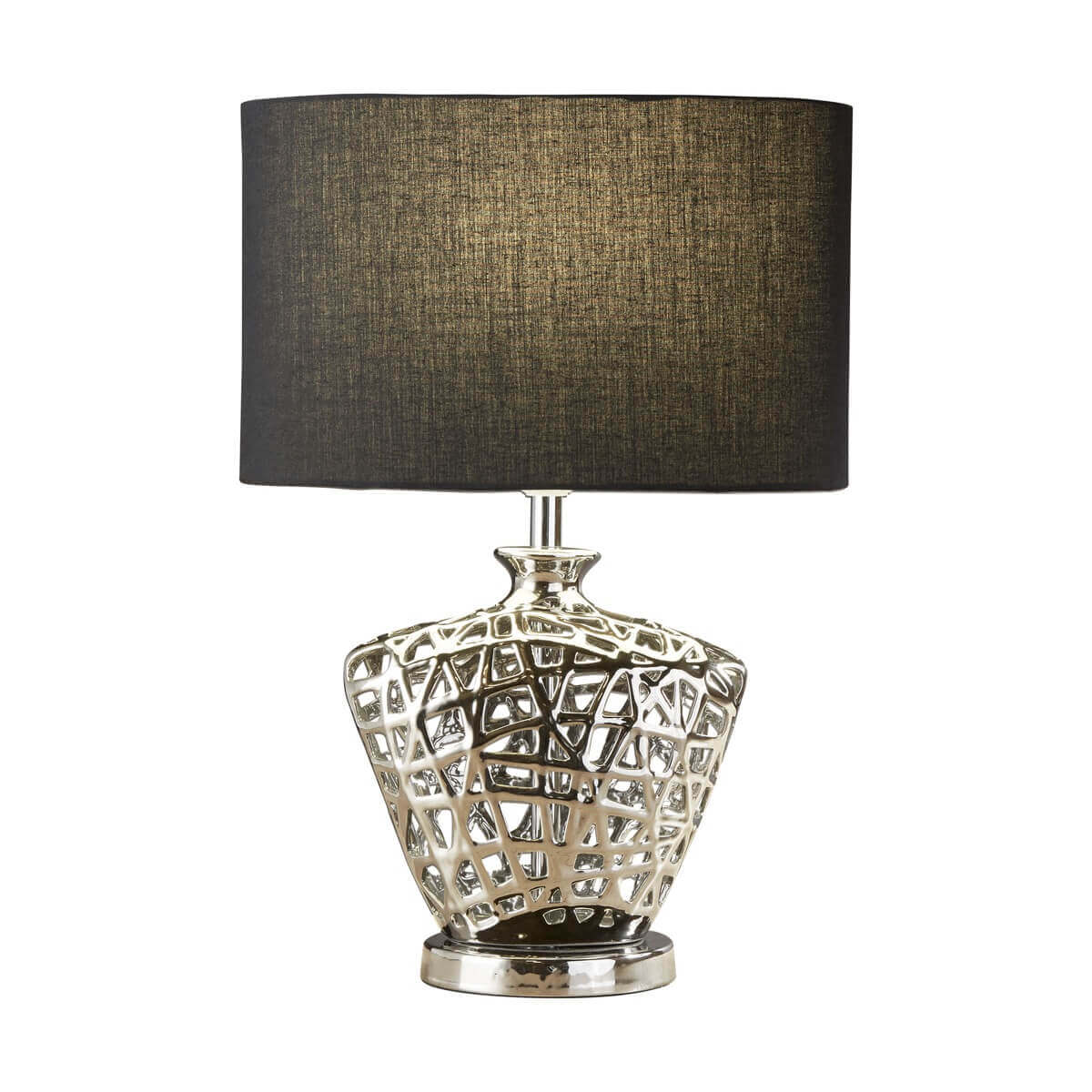 NETWORK TABLE LAMP CHROME CUT OUT DECORATIVE BASE WITH
