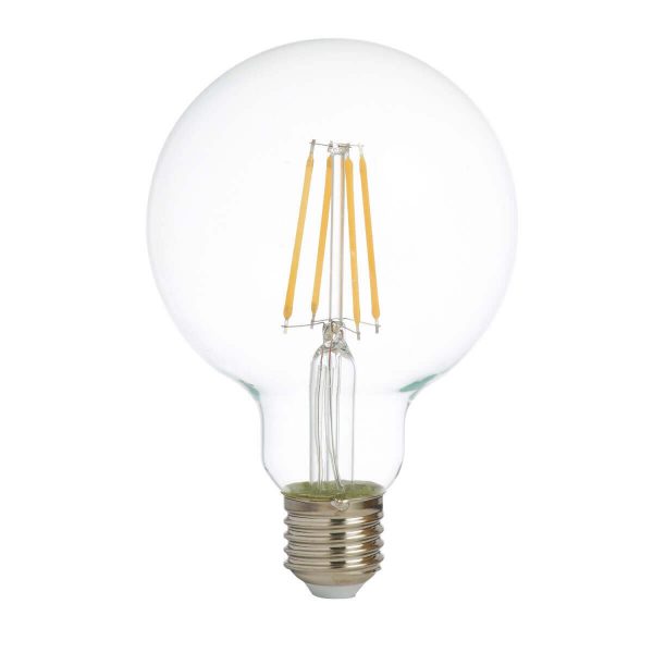 Searchlight PACK 5 x GLOBE E27 DIMMABLE FILAMENT LED LAMPS 95mm CLEAR GLASS 6W 600LM PL3218 6WW 01 1