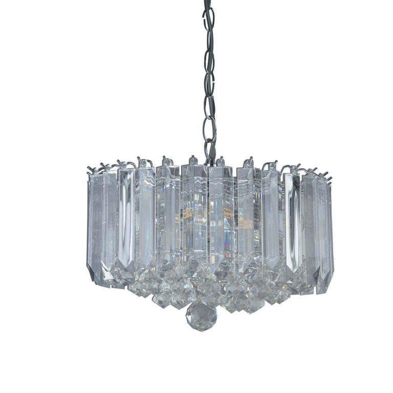 Searchlight SIGMA 4 LIGHT CHROME CLEAR ACRYLIC PENDANT 6715CC 01