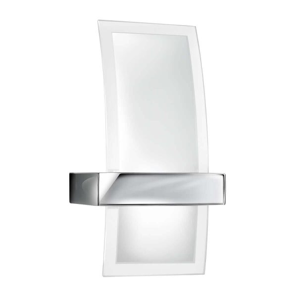 Searchlight WALL LIGHT CHROME 1 LIGHT CURVED CLEAR FROSTED GLASS 5115 01