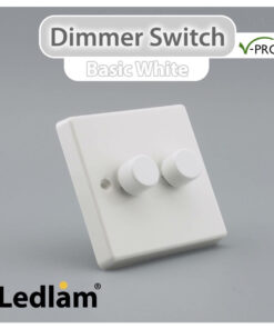 Varilight V Pro Dimmer Switch Push on off 2 Gang White 30131 01