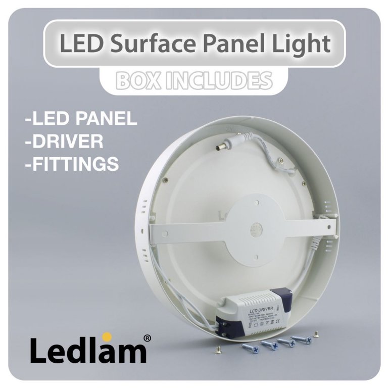 Ledlam LED Surface Panel Light 24W Round 30RPSD dimmable 01
