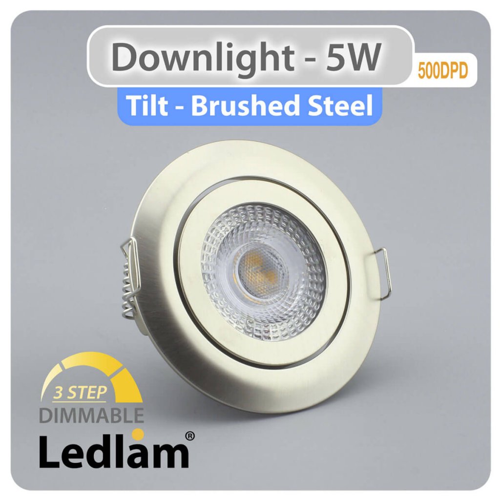 Ledlam Ledlam Downlight LED 5W Tilt 500DPD 3 STEP Dimmable brushed steel 01