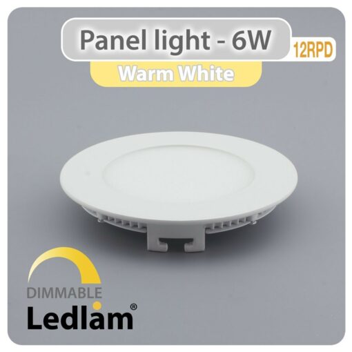 Ledlam LED Panel Light 6W Round 12RPD dimmable Variant Warm White