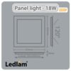 Ledlam-LED-Panel-Light-18W-Square-2222SP-brushed-steel-Dimensions-3