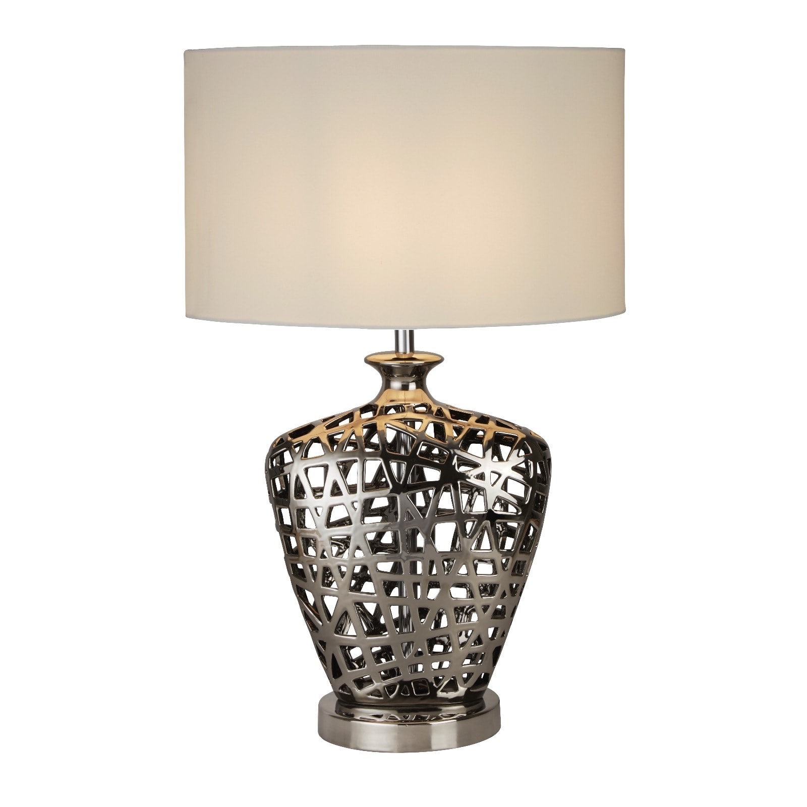 NETWORK LARGE TABLE LAMP - CHROME CUT OUT BASE WITH WHITE ...
