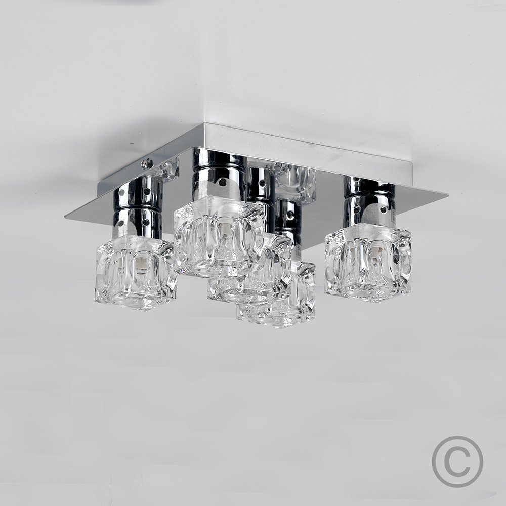 Modern Chrome Ice Cube 5 Way Flush Ceiling Spotlight Ledlam Lighting