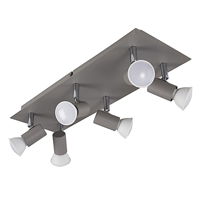Cement / Chrome 6 Way Square Plate Spotlight