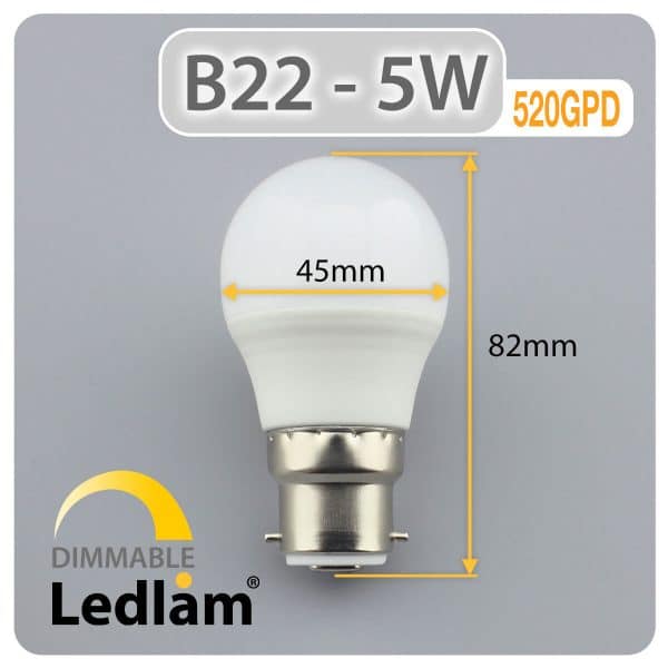B22 BC 5W Non Dimmable LED Candle Light Bulb Cool Day Warm White SMD Desk Lamp 
