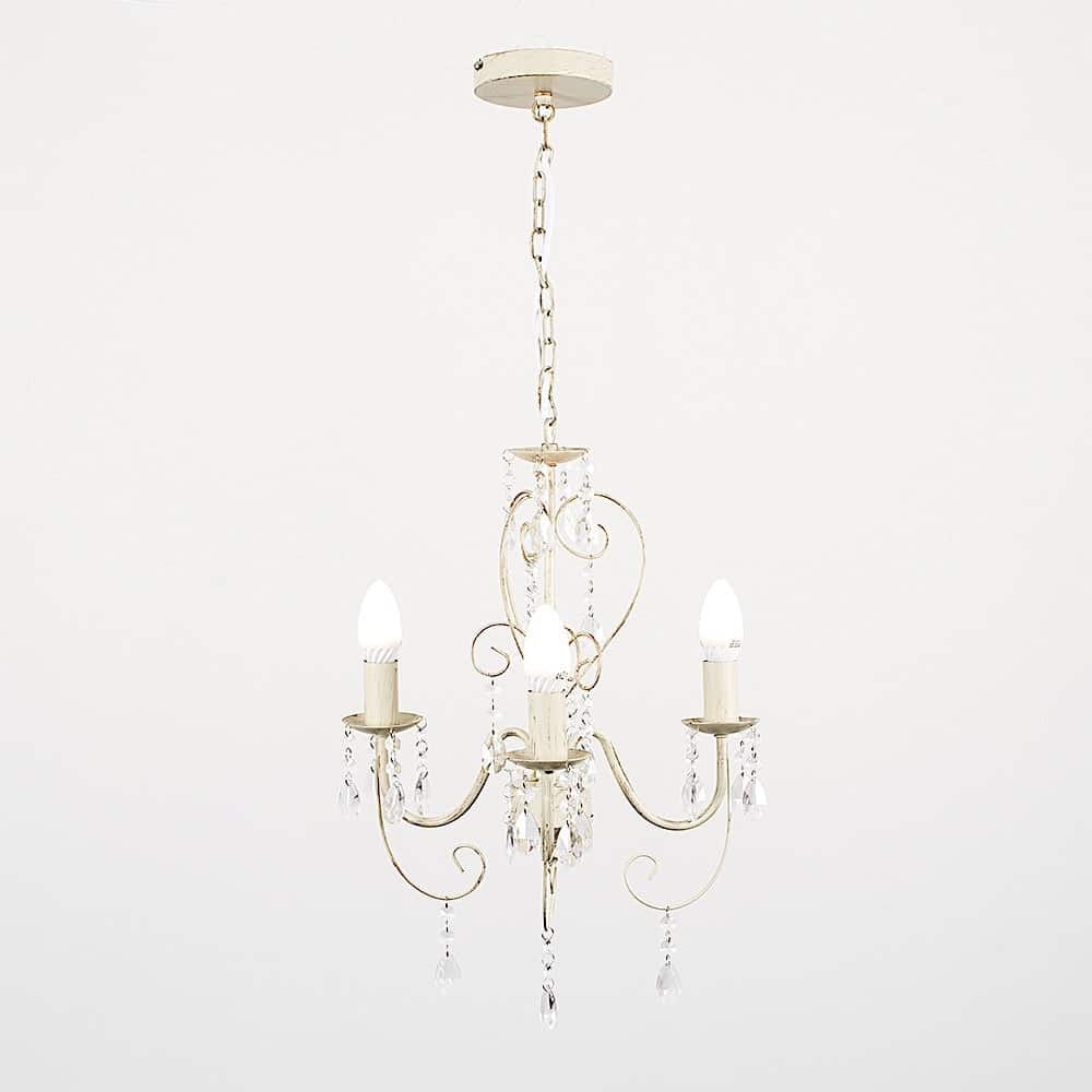 Vintage Style 3 Way Ceiling Light Chandelier In Cream With