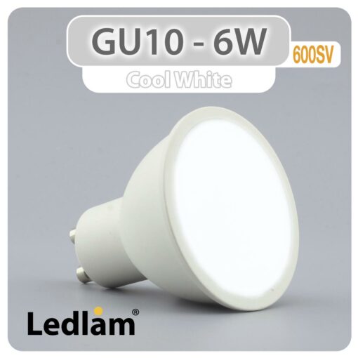 Ledlam GU10 LED Spot Light 6W 600SV Variant Cool White 31155