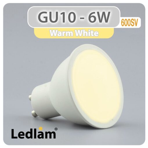 Ledlam GU10 LED Spot Light 6W 600SV Variant Warm White 31153