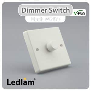 V-Pro Dimmer Switch Push on-off 1 Gang 10-300W max 30 LEDs - White
