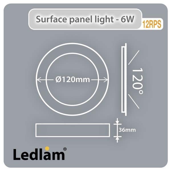Ledlam-LED-Surface-Panel-Light-6W-Round-12RPS-silver-Dimensions