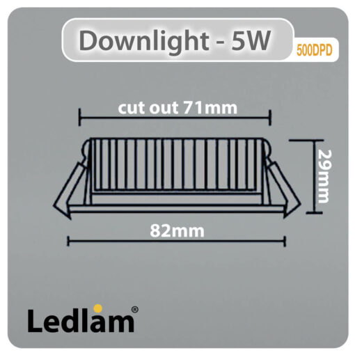 Ledlam-Ledlam-Downlight-LED-5W-Tilt-500DPD-3-STEP-Dimmable-brushed-steel-Dimensions