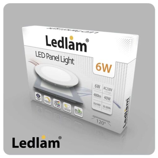 Ledlam LED Panel Light 6W Round 12RP silver
