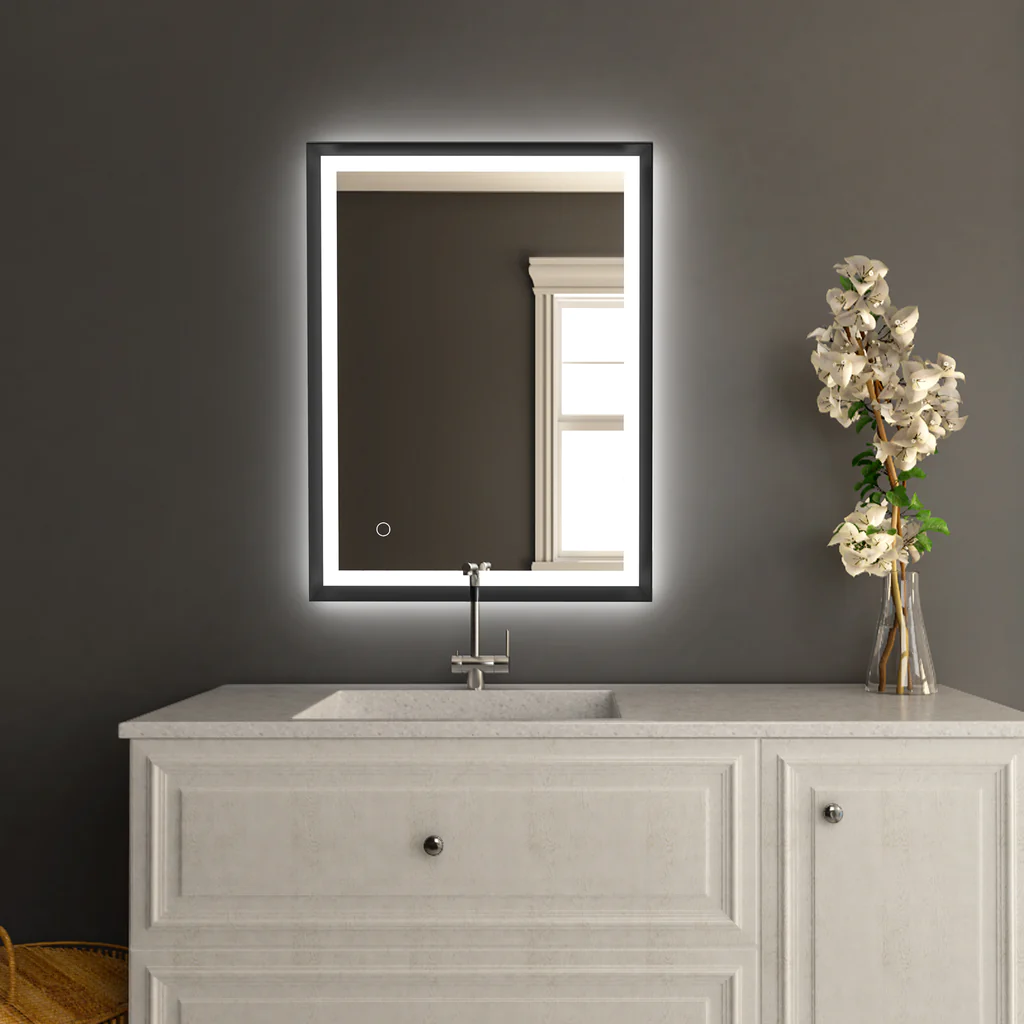 FrontlitBacklit LED Lighted Bathroom Vanity Mirror with Frame