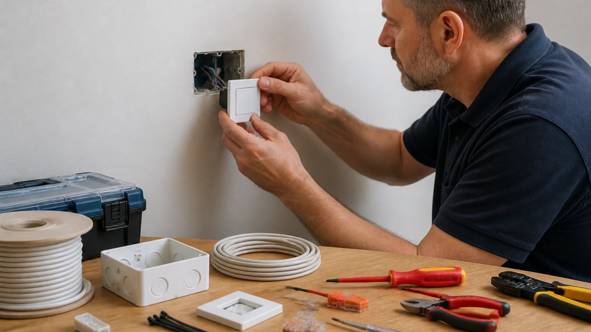 Professional demonstrating how to install wifi light switches technique in modern clinical setting with natural lighting